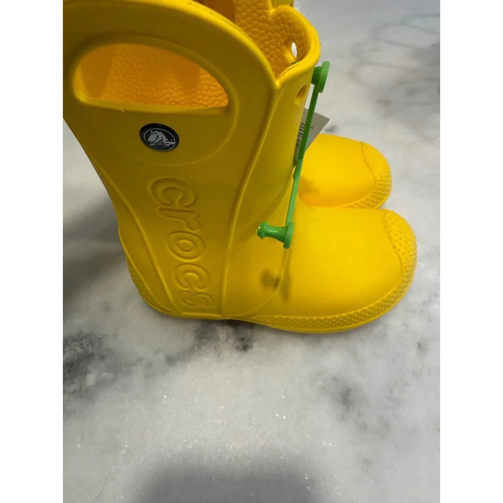 Crocs Handle It Rain Boot Kids Size C11 Yellow Waterproof Pull On 12803 New